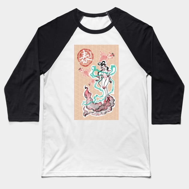 Girlfish-Spring Baseball T-Shirt by Cheese_Wen Art